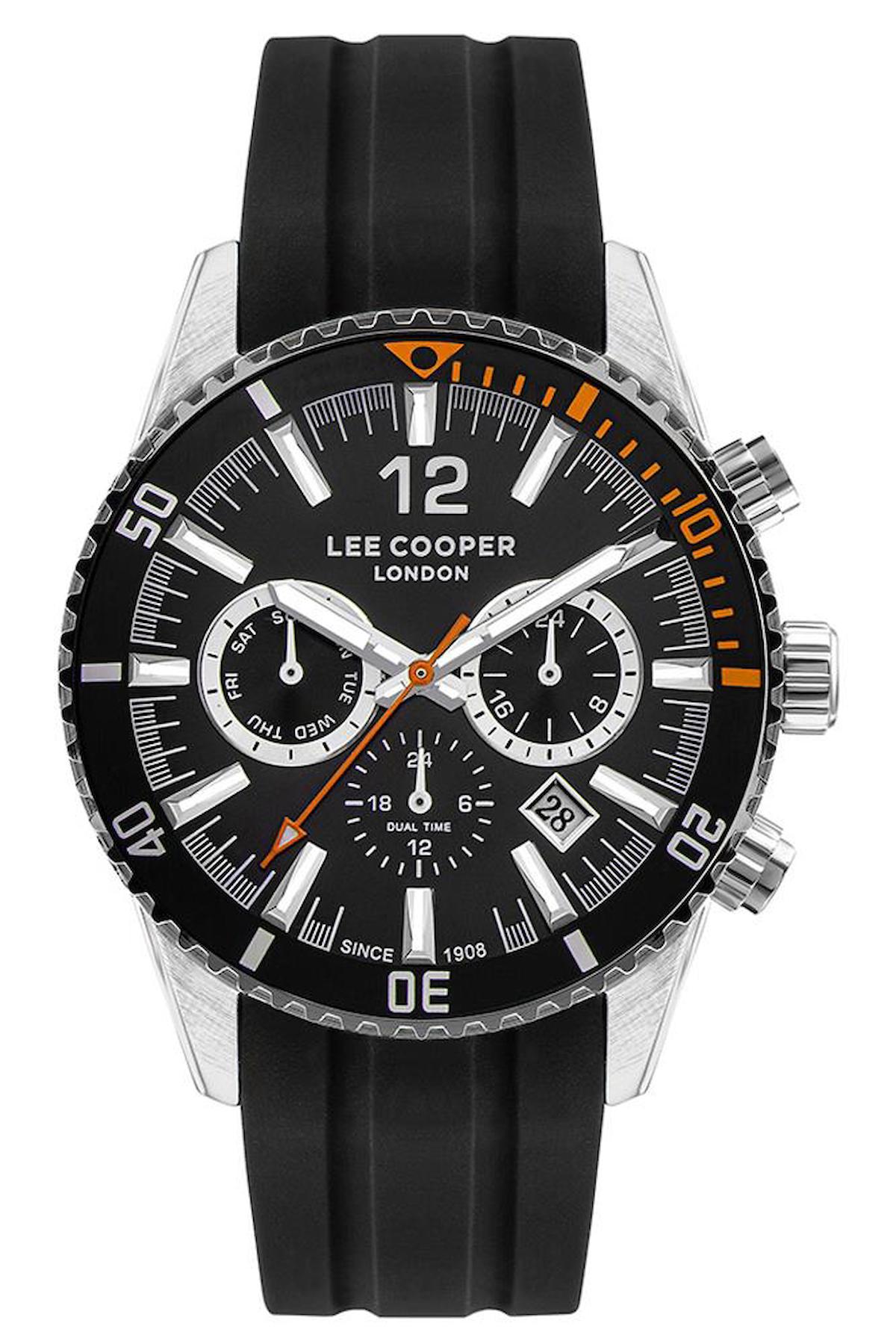 Lee Cooper LC07628.351 Takvimli 42 mm Siyah Silikon Kordon Analog Erkek Kol Saati