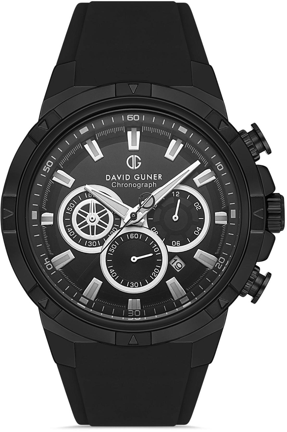 David Guner DG-8497GD-G2 Takvimli 42 mm Siyah Silikon Kordon Analog Kol Saati