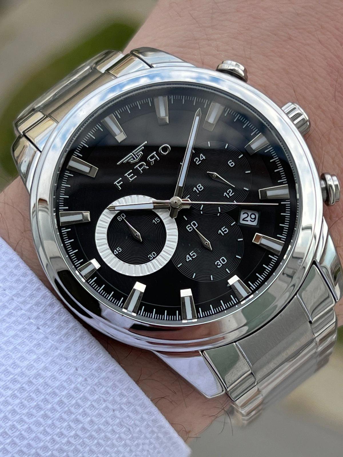 Ferro EFM31370-A2 Su Geçirmez Takvimli 44 mm Çelik Kordon Analog Erkek Kol Saati