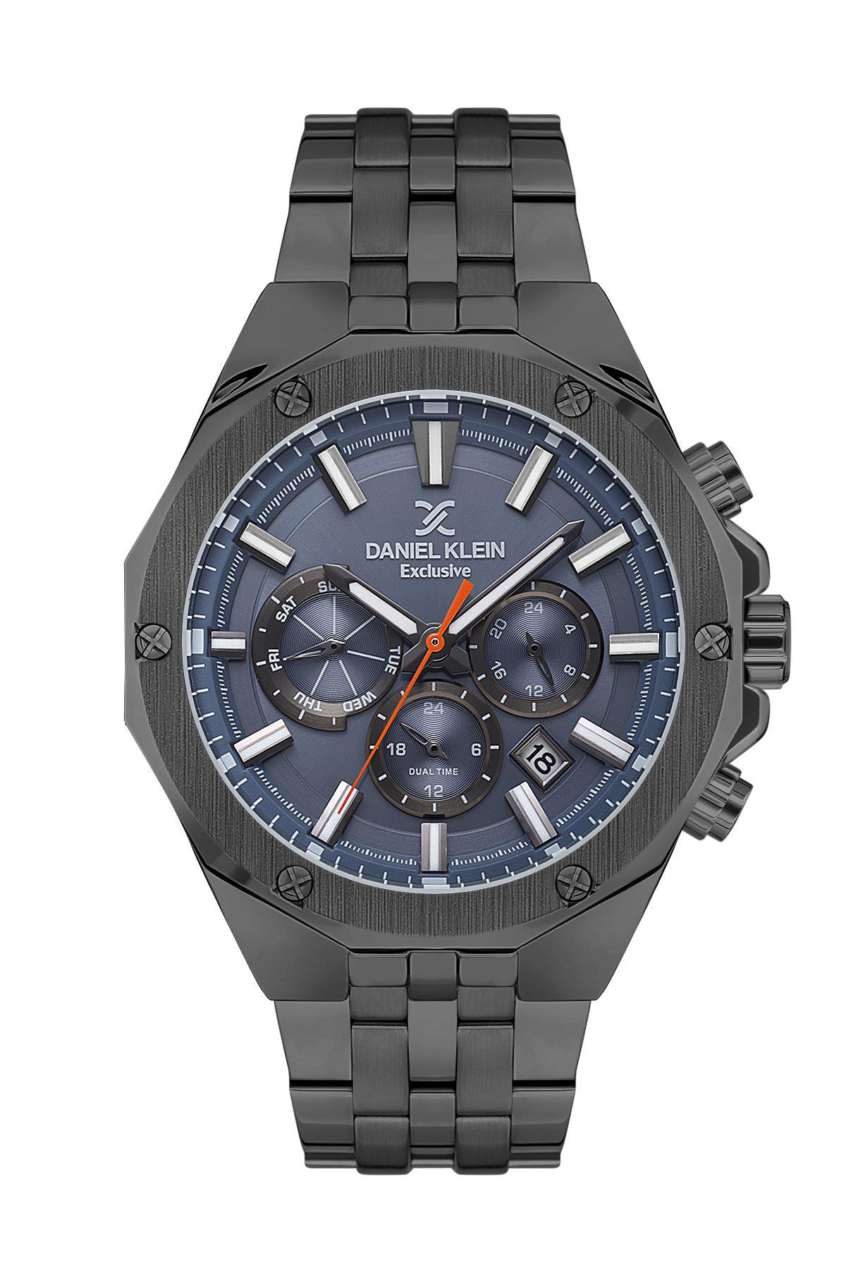 Daniel Klein DKE.1.10590.3 Takvimli 45 mm Siyah Metal Kordon Analog Erkek Kol Saati