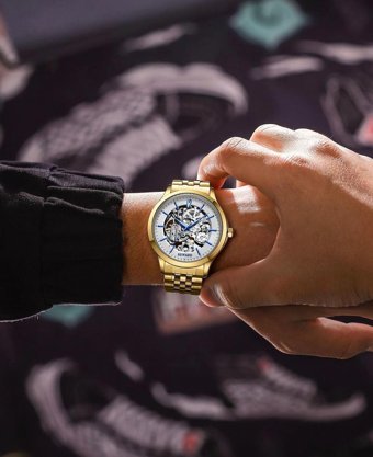 Reward RPT469-2 44 mm Altın Metal Kordon Analog Erkek Kol Saati