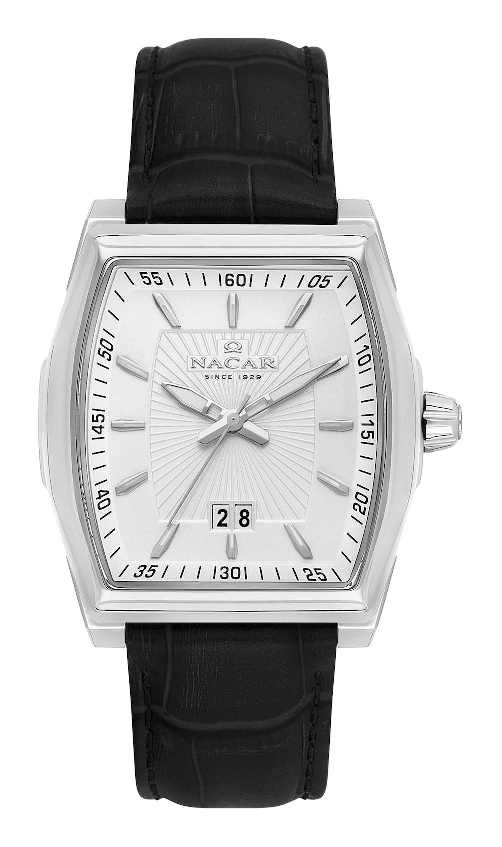 Nacar 3429B668ASL1 Takvimli 44 mm Siyah Çelik Kordon Analog Kol Saati