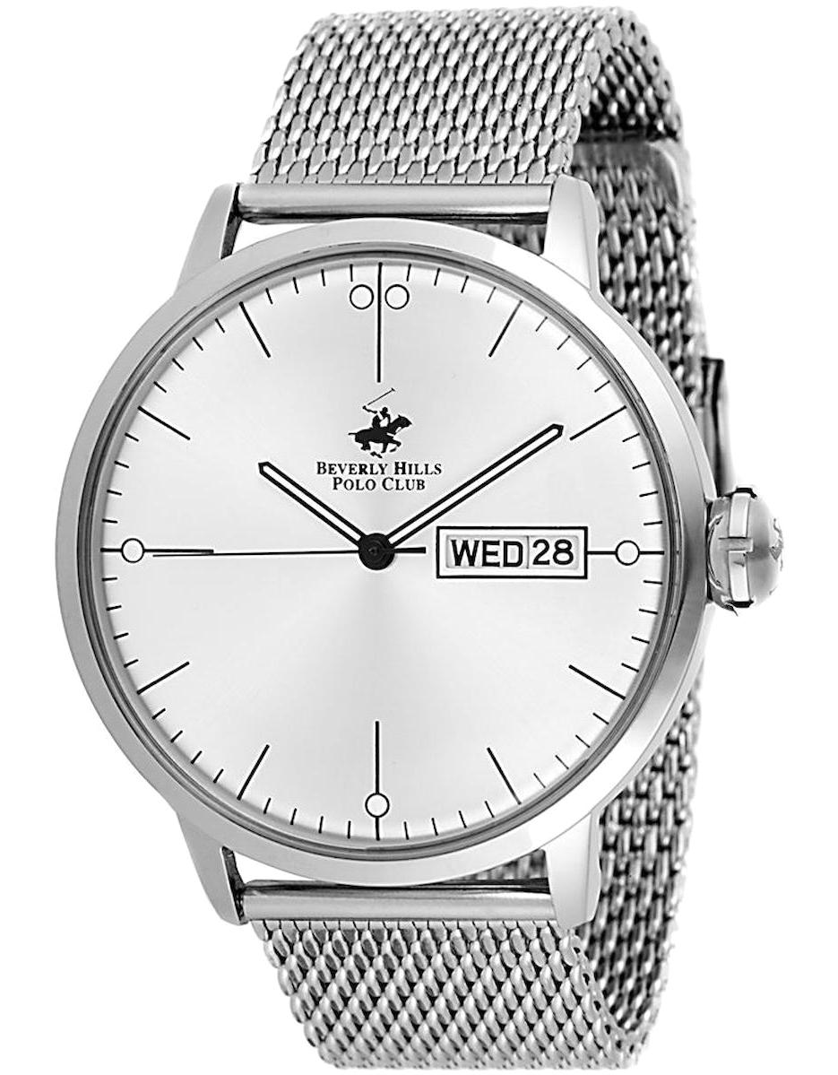 Beverly Hills Polo Club BH701903 Takvimli 46 mm Çelik-Hasır Kordon Analog Erkek Kol Saati
