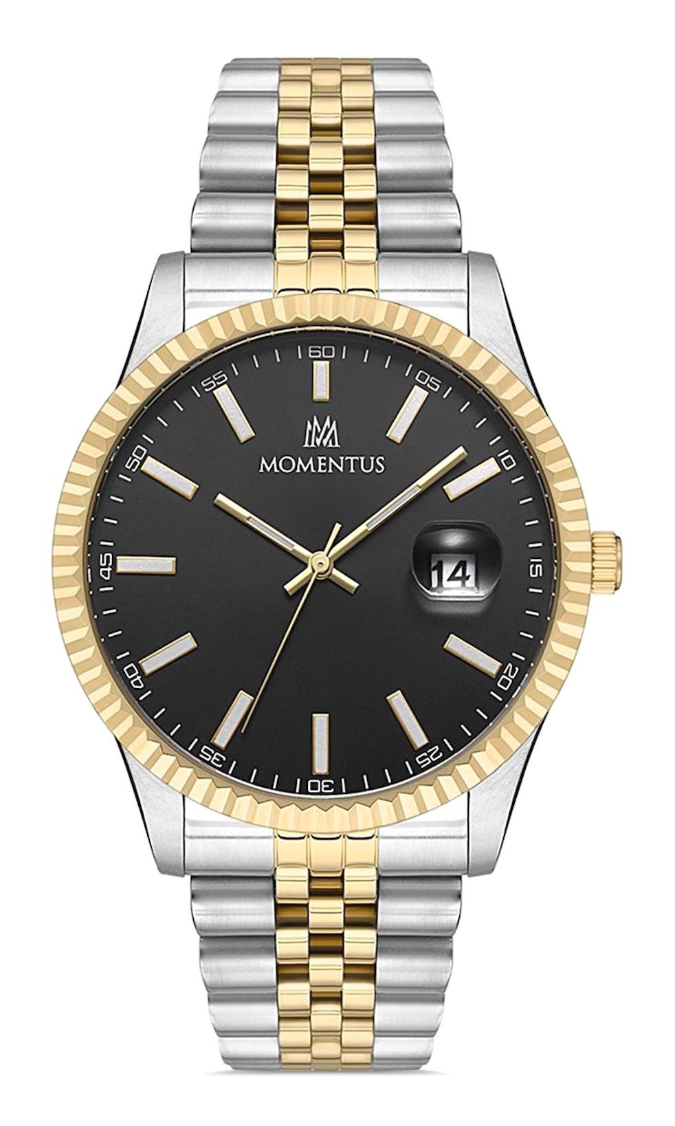 Momentus CM131T-04SG Takvimli 44 mm Altın-Çelik Kordon Analog Erkek Kol Saati