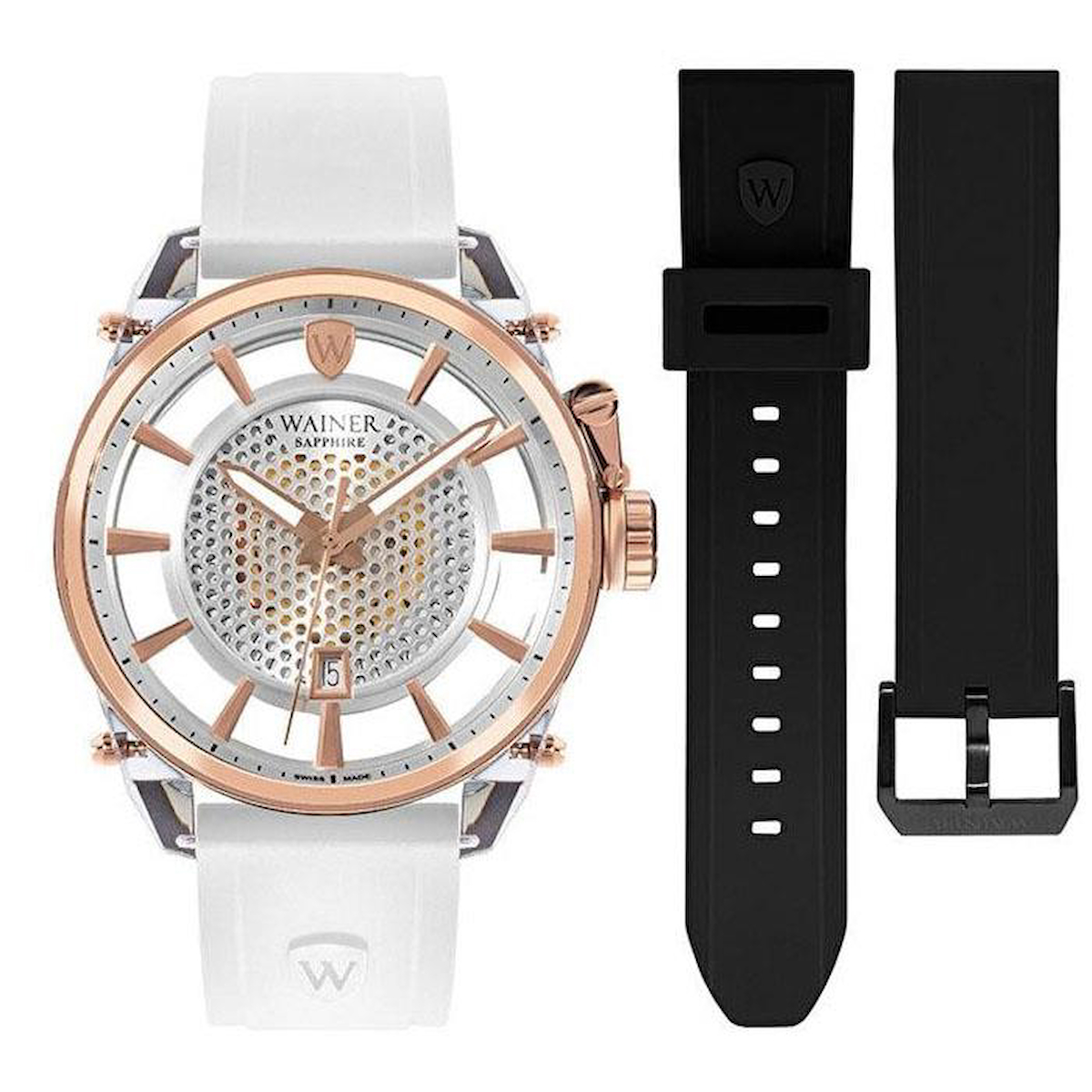 Wainer WA.11200-F Takvimli 46 mm Beyaz Silikon Kordon Analog Kol Saati