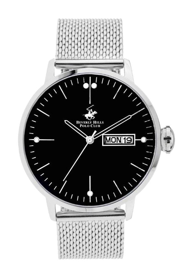 Beverly Hills Polo Club BH701905 Takvimli 46 mm Çelik-Hasır Kordon Analog Erkek Kol Saati
