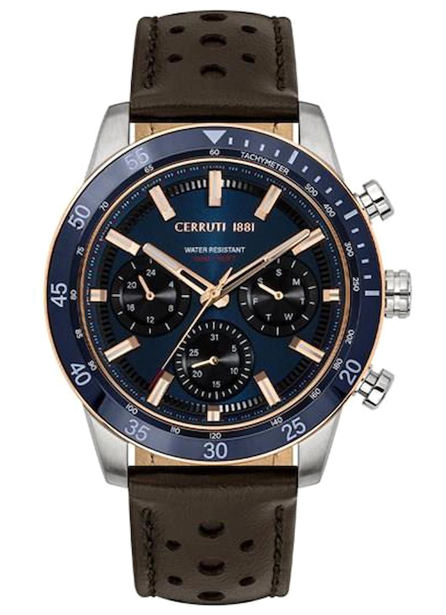 Cerruti 1881 CIWGF0007601 Takvimli Kahverengi Çelik Kordon Analog Erkek Kol Saati