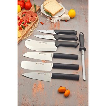 Castle Mutfak Bıçağı 7 Parça Set Doğrama Şef Bıçağı Et Ekmek Sebze Soğan Kesme Bıçağı