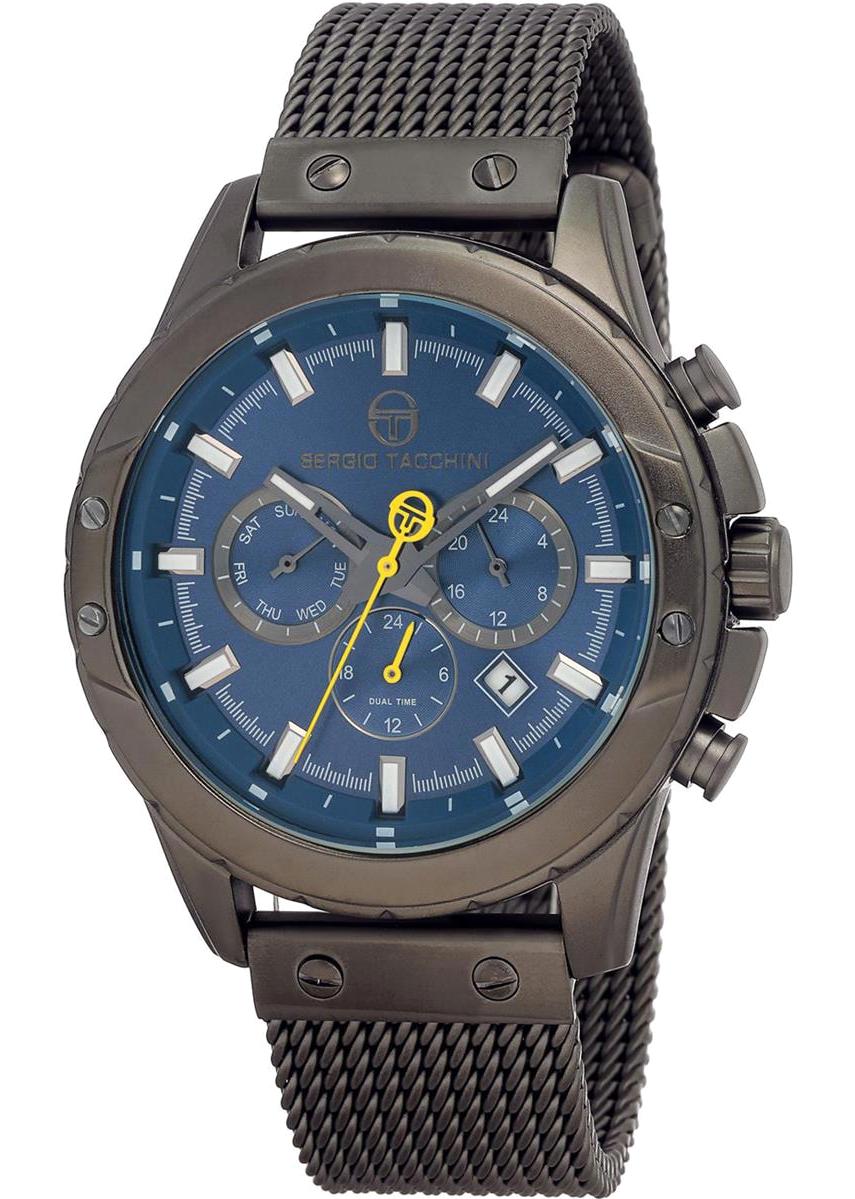Sergio Tacchini ST.1.10071.3 Takvimli Siyah Metal Kordon Analog Erkek Kol Saati