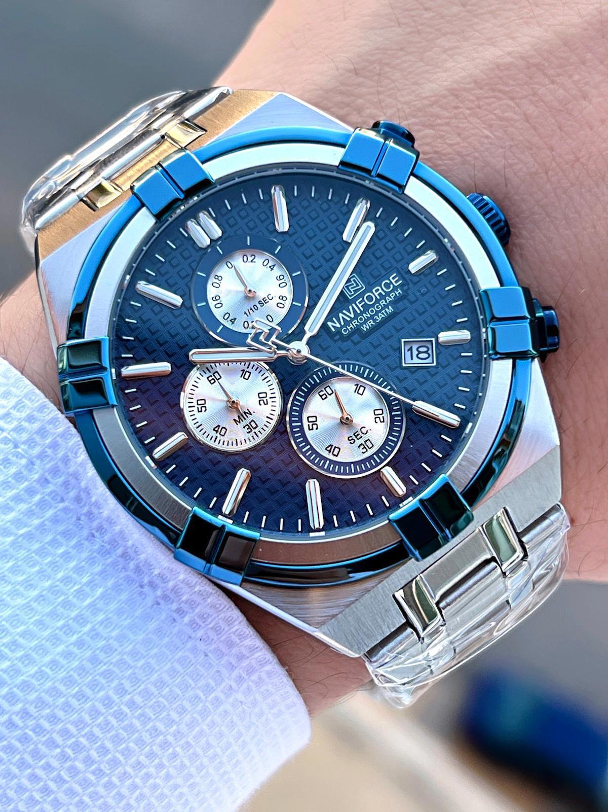 Naviforce ENF8042LC Takvimli 45 mm Çelik Kordon Analog Erkek Kol Saati