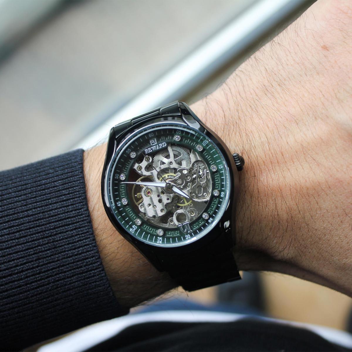 Reward RWA144566 45 mm Siyah Çelik Kordon Analog Erkek Kol Saati