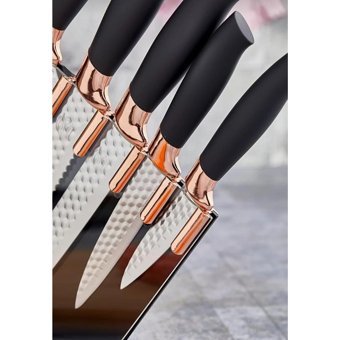 Cooker Cam Standlı 6 Parça Bıçak Seti Rose - Rose Gold