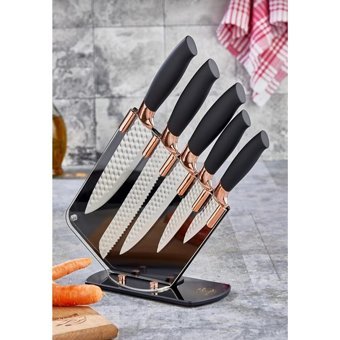 Cooker Cam Standlı 6 Parça Bıçak Seti Rose - Rose Gold