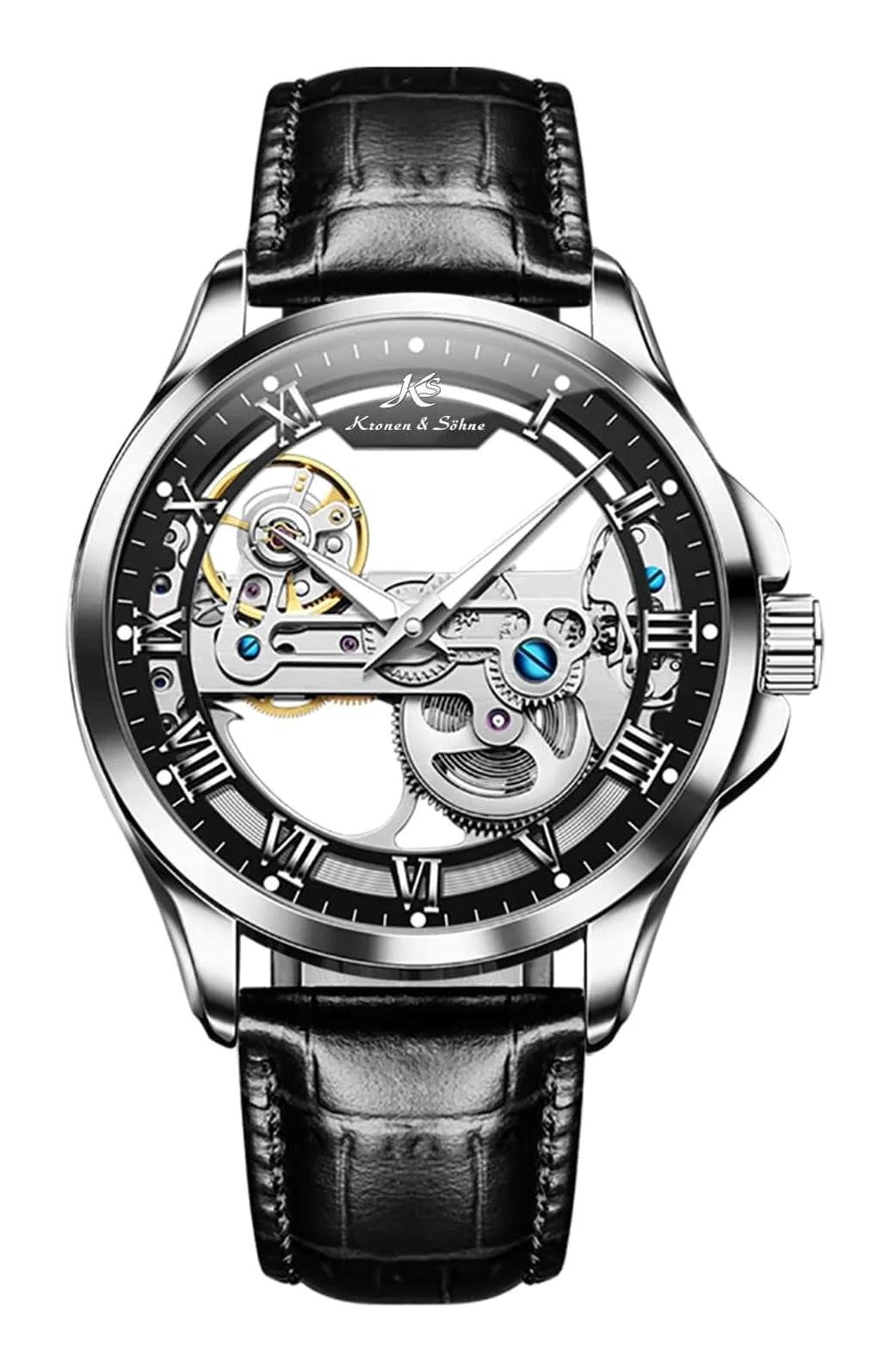 Kronen Söhne KS3001 41 mm Siyah Deri Kordon Analog Erkek Kol Saati