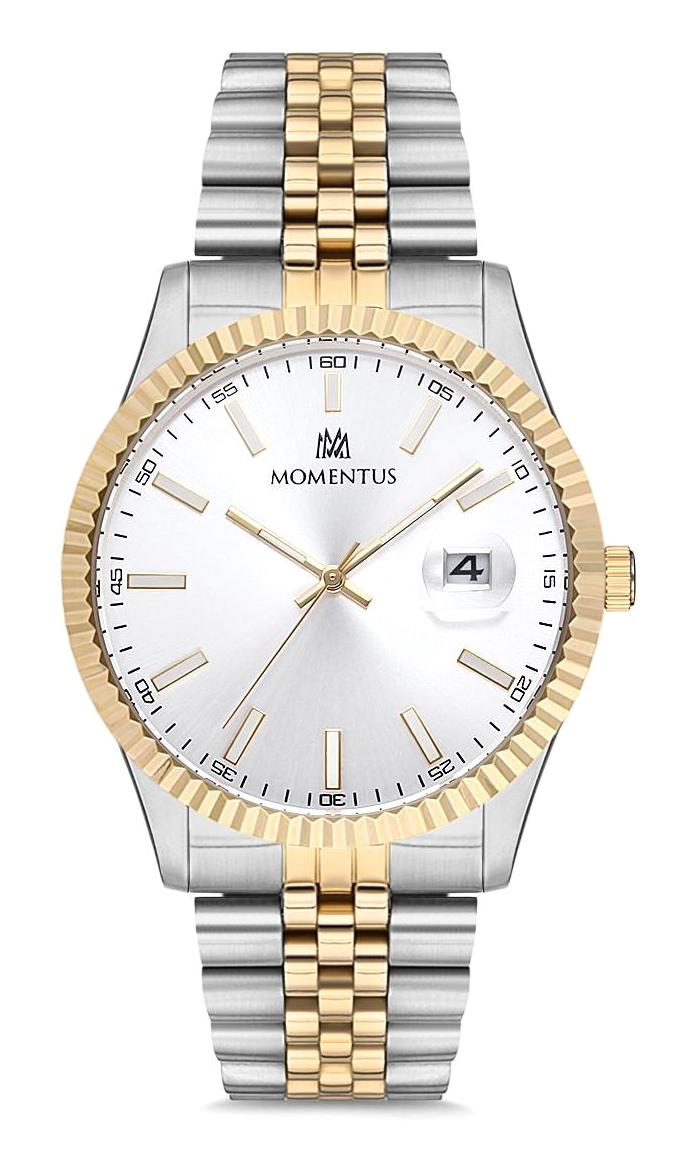 Momentus CM131T-02SG Takvimli 42 mm Altın-Çelik Kordon Analog Erkek Kol Saati