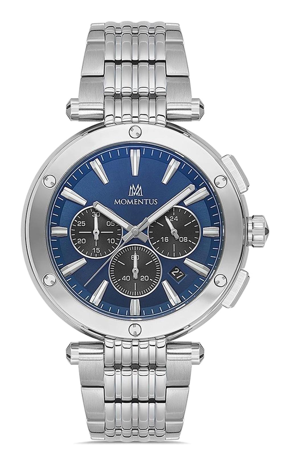 Momentus TM263S-11SS Takvimli 43 mm Çelik Kordon Analog Erkek Kol Saati