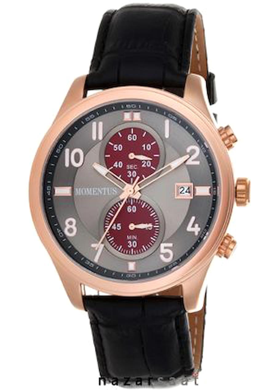 Momentus FD253R-05BD Takvimli 44 mm Siyah Deri Kordon Analog Erkek Kol Saati