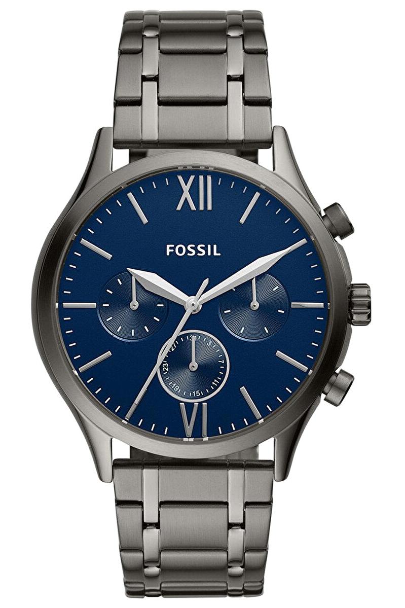 Fossil FBQ2401 Takvimli 44 mm Füme Çelik Kordon Analog Erkek Kol Saati