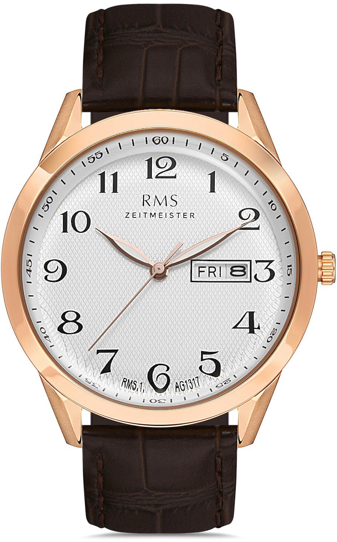 Romanson RMS.1.AG1317.23 Takvimli 42 mm Kahverengi Deri Kordon Analog Kol Saati