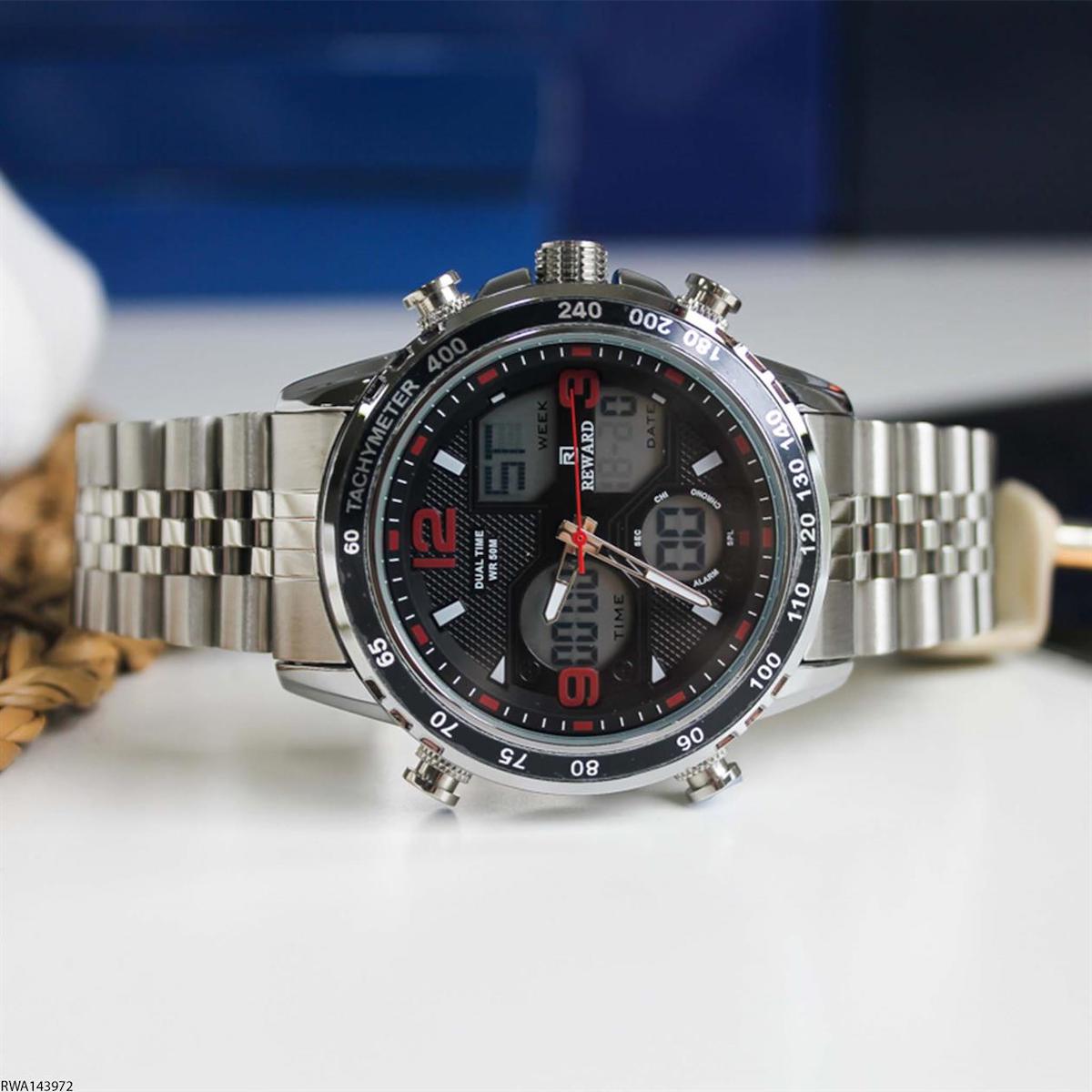 Reward RWA143972 Pusulalı Takvimli 45 mm Çelik Kordon Analog Erkek Kol Saati