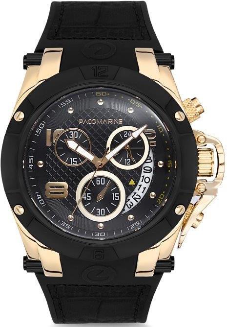 Pacomarine PM.51163.06 Takvimli 48 mm Siyah Silikon Kordon Analog Erkek Kol Saati