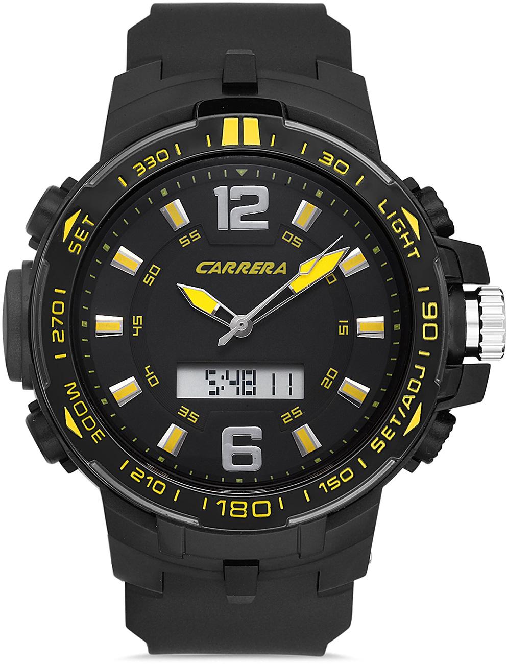 Carrera CRR-M12SK73-AD01Y Takvimli 55 mm Siyah Silikon Kordon Analog Kol Saati