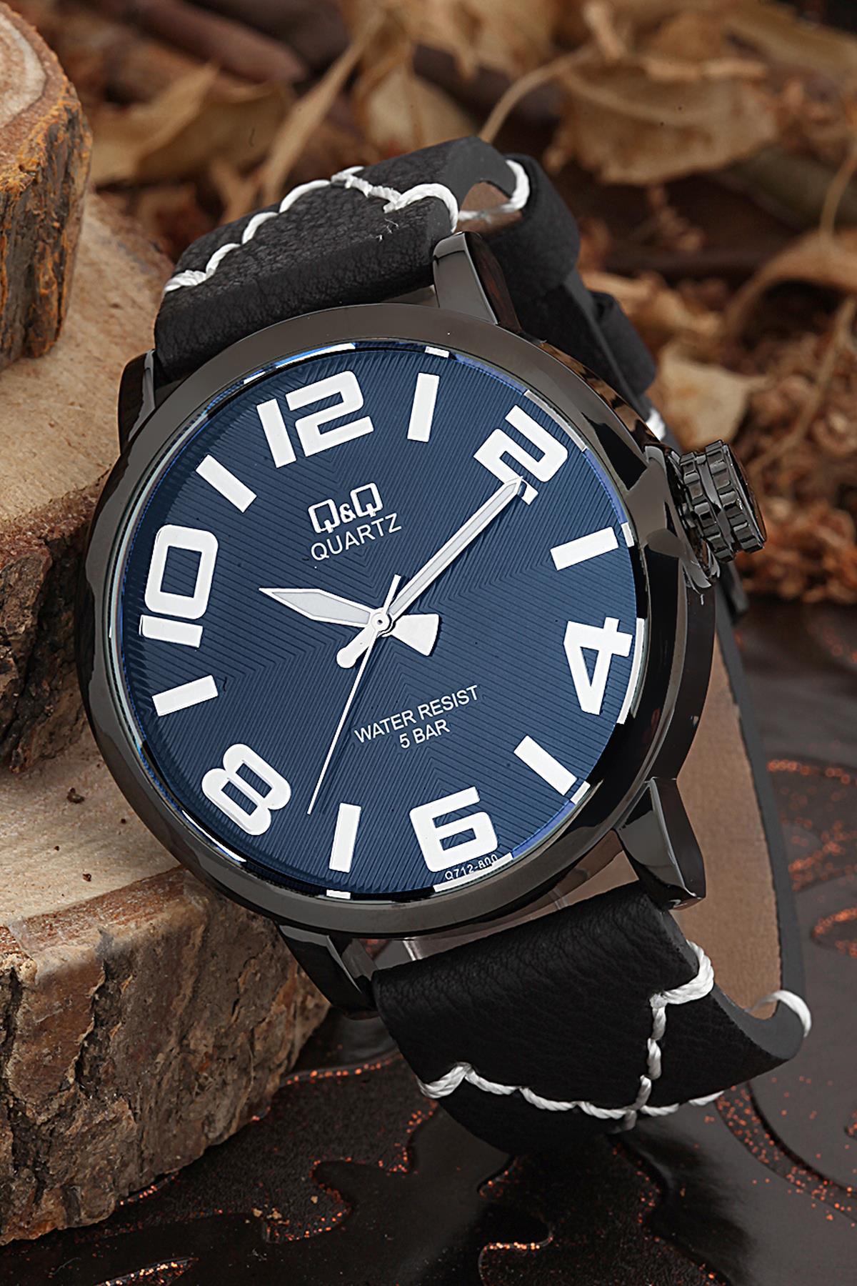 Q&Q 3B797 42 mm Siyah Deri Kordon Analog Erkek Kol Saati