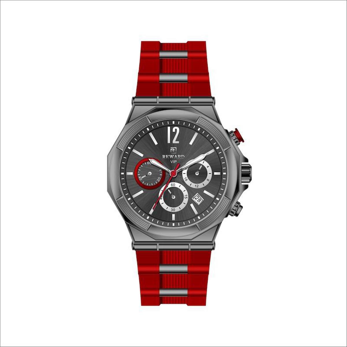 Reward A143986 Takvimli 44 mm Kırmızı Metal Kordon Analog Erkek Kol Saati