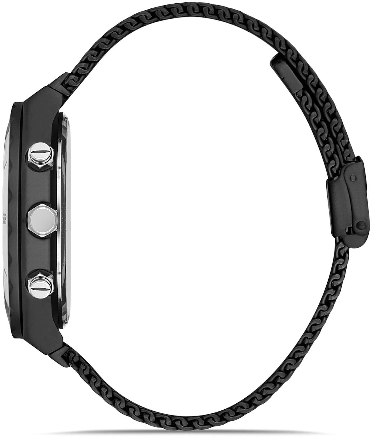 David Guner DG-0359GC-J2E Takvimli 42 mm Siyah Çelik Kordon Analog Kol Saati