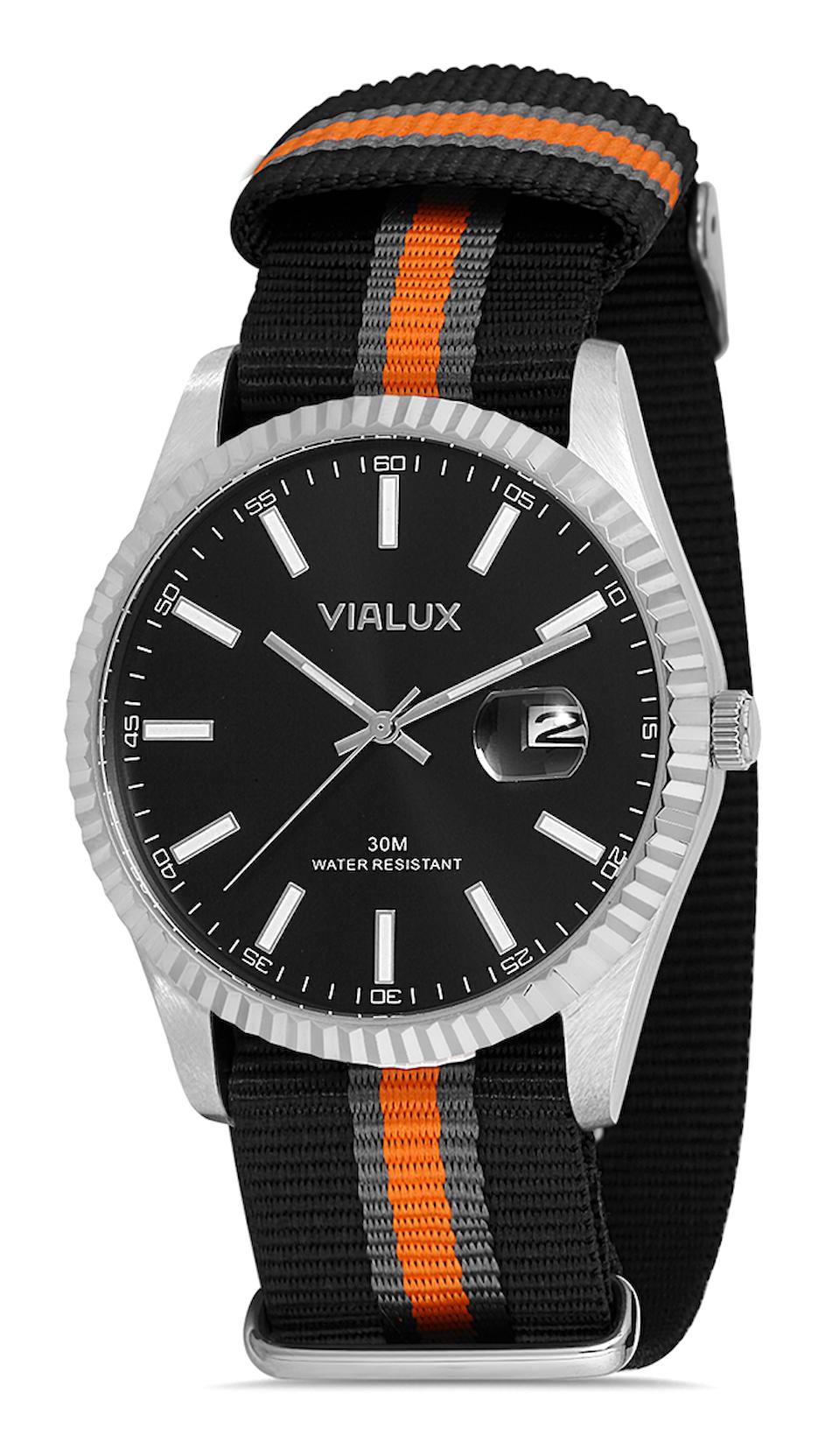 Vialux AS502S-04BS Takvimli 41 mm Çok Renkli Nato Kordon Analog Erkek Kol Saati