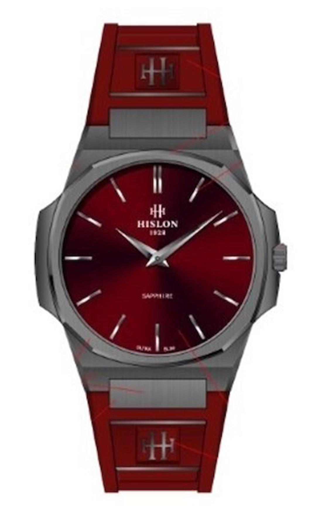Hislon CL127T-14KN 43 mm Bordo Çelik Kordon Analog Erkek Kol Saati