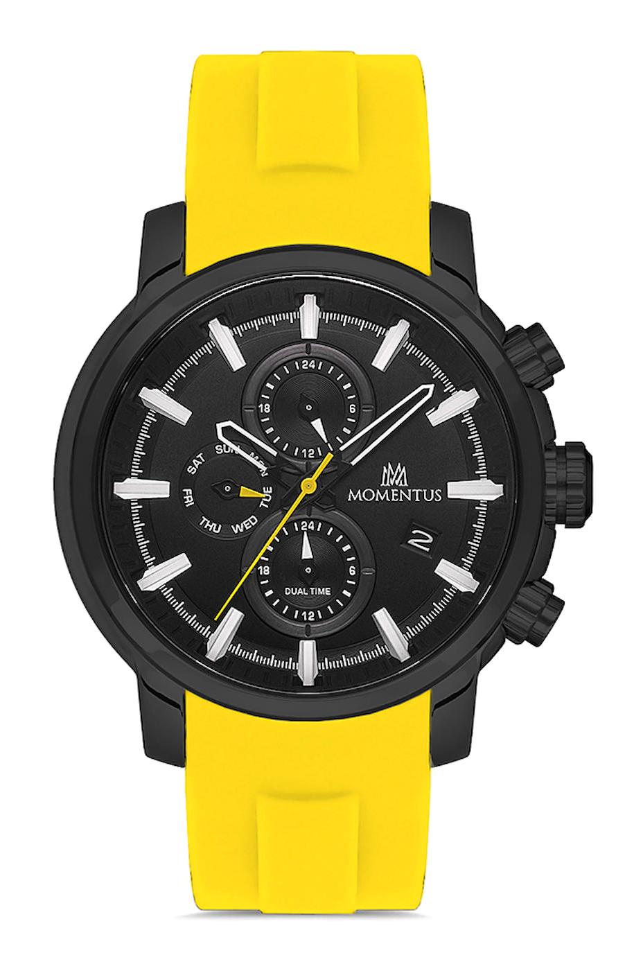 Momentus CC302B-04LS Takvimli 44 mm Sarı Çelik Kordon Analog Erkek Kol Saati