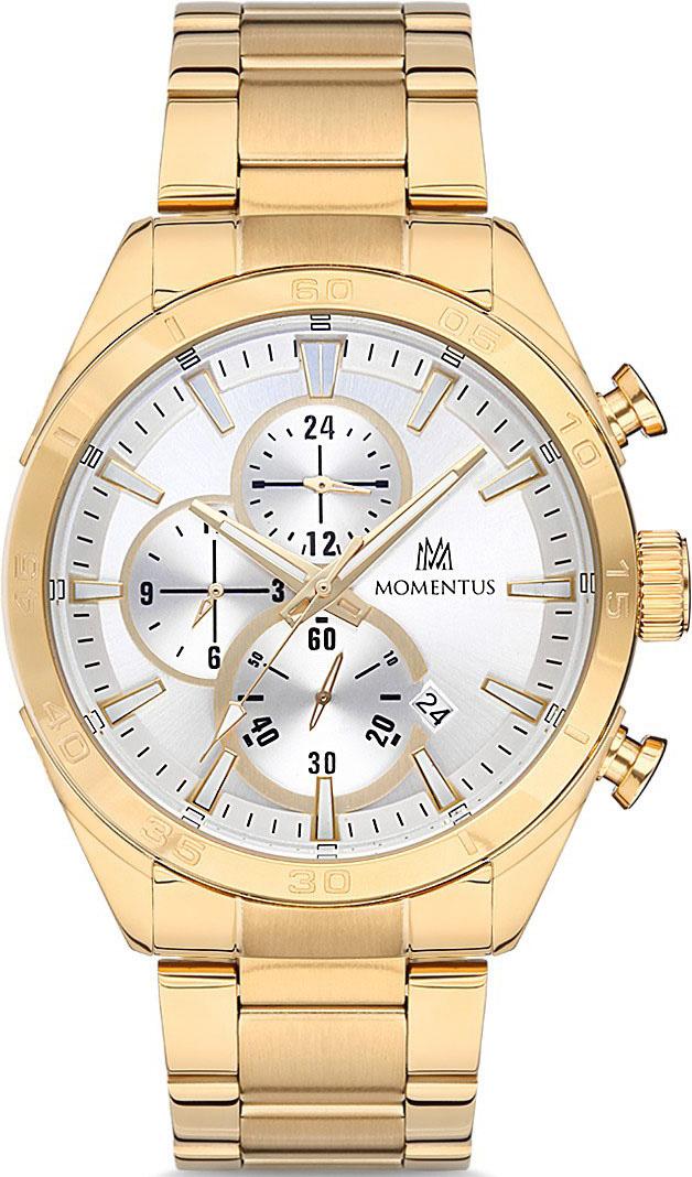 Momentus SC241G-02SG Takvimli 45 mm Altın Çelik Kordon Analog Erkek Kol Saati
