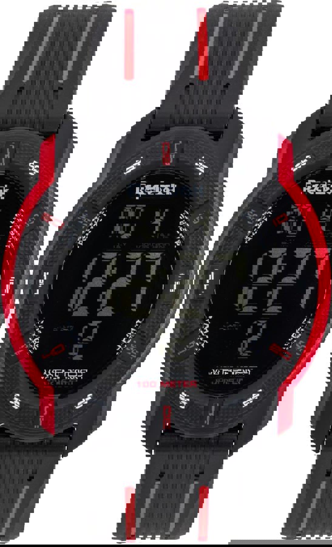 Reebok RV-LOC-G9-PBPB-BR Takvimli 46 mm Kırmızı-Siyah Silikon Kordon Dijital Erkek Kol Saati