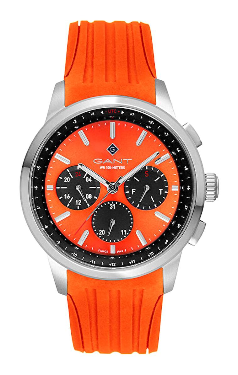 Gant G154011 Takvimli 44 mm Turuncu Silikon Kordon Analog Erkek Kol Saati