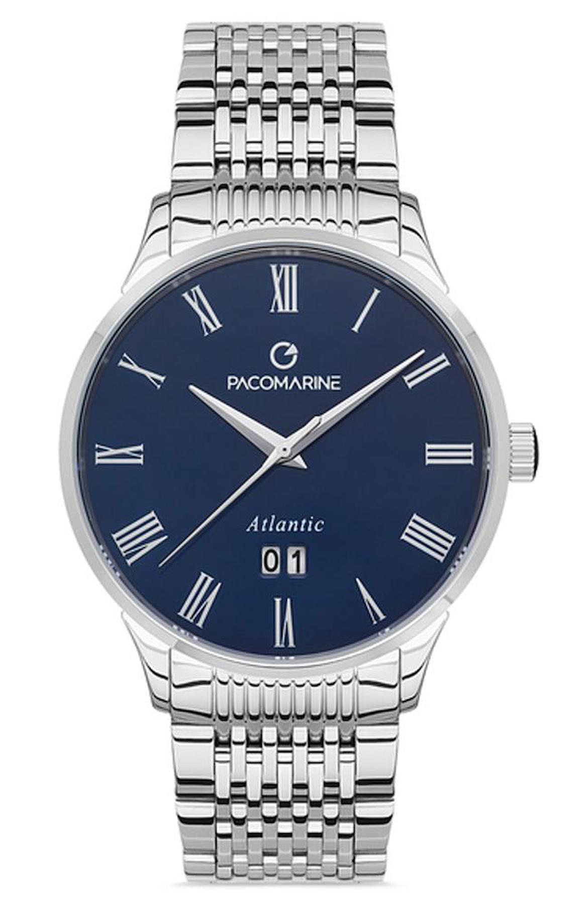 Pacomarine PM.28007.05 Takvimli 41 mm Çelik Kordon Analog Erkek Kol Saati