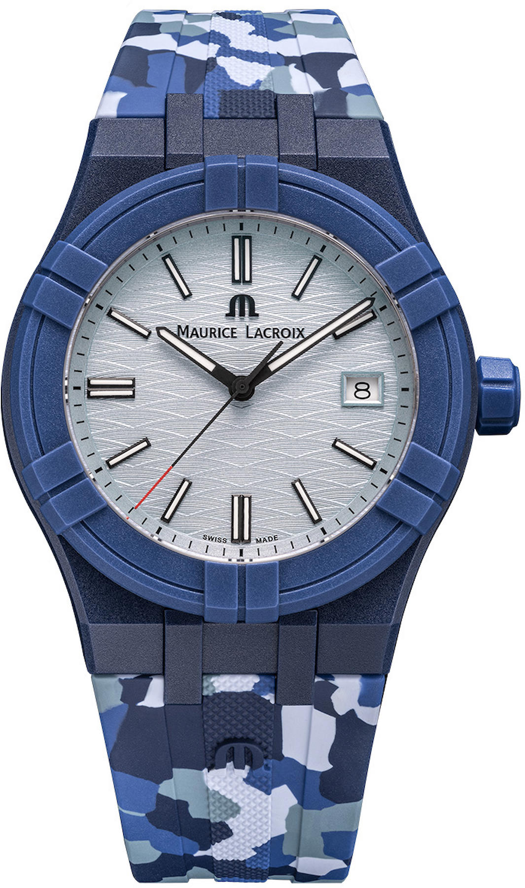 Maurice Lacroix AI2008-B88AZ-000-0 Takvimli 40 mm Mavi Silikon Kordon Analog Kol Saati