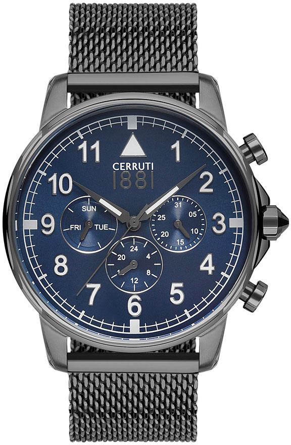 Cerruti 1881 CRA081SU03MU Takvimli Si̇yah Çelik Kordon Analog Kol Saati