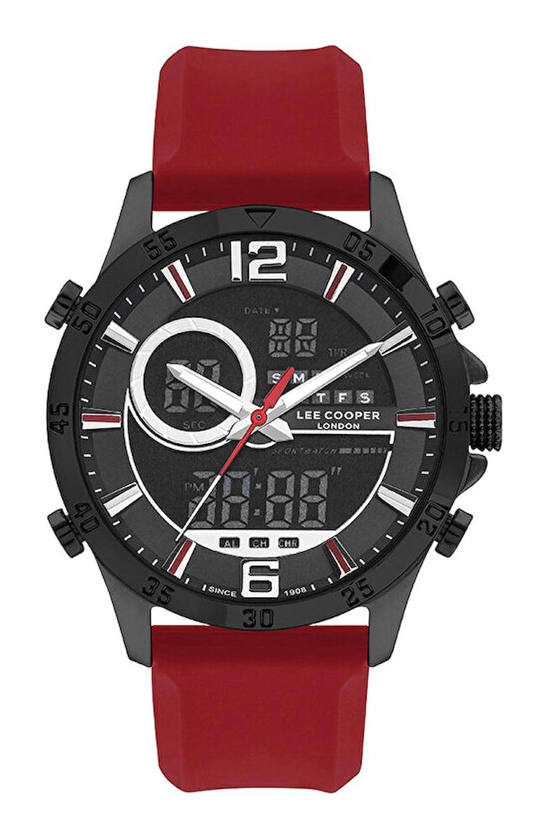 Lee Cooper LC07559.658 Takvimli 44 mm Kırmızı Plastik Kordon Analog Erkek Kol Saati