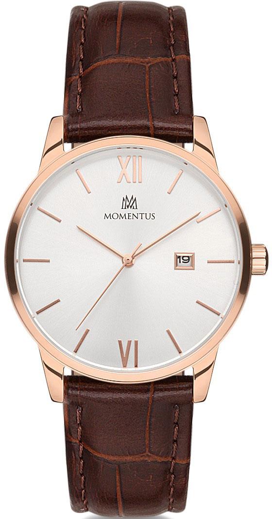 Momentus KC253R-02KR Takvimli 41 mm Kahverengi Çelik Kordon Analog Kol Saati