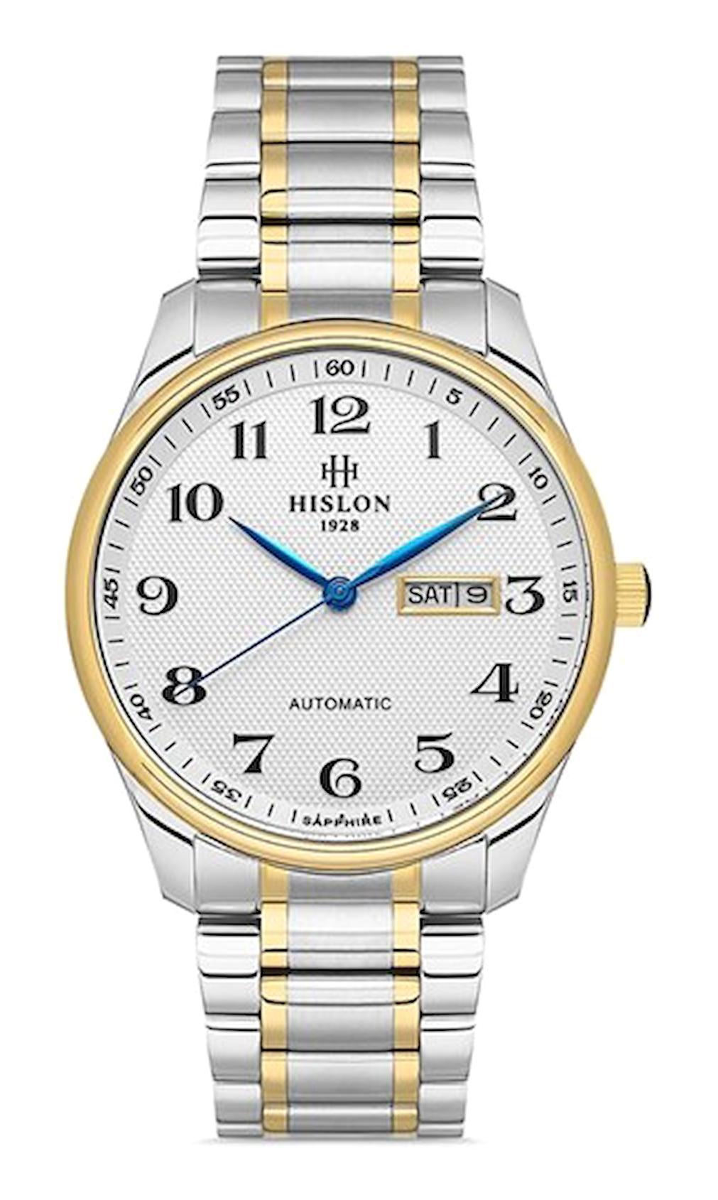 Hislon SD113T-01SG Takvimli 43 mm Çelik Kordon Analog Erkek Kol Saati