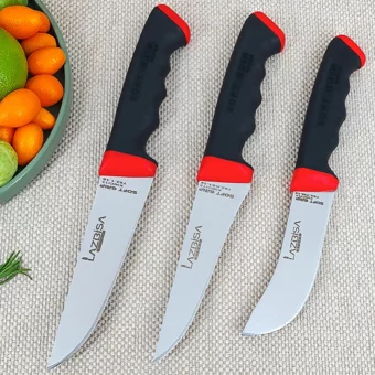 Soft Grip 3 Parça Mutfak Bıçak Seti Et Ekmek Sebze Meyve Bıçak ( No: 1-Y-S ) ( Abs Kaymaz Sap )