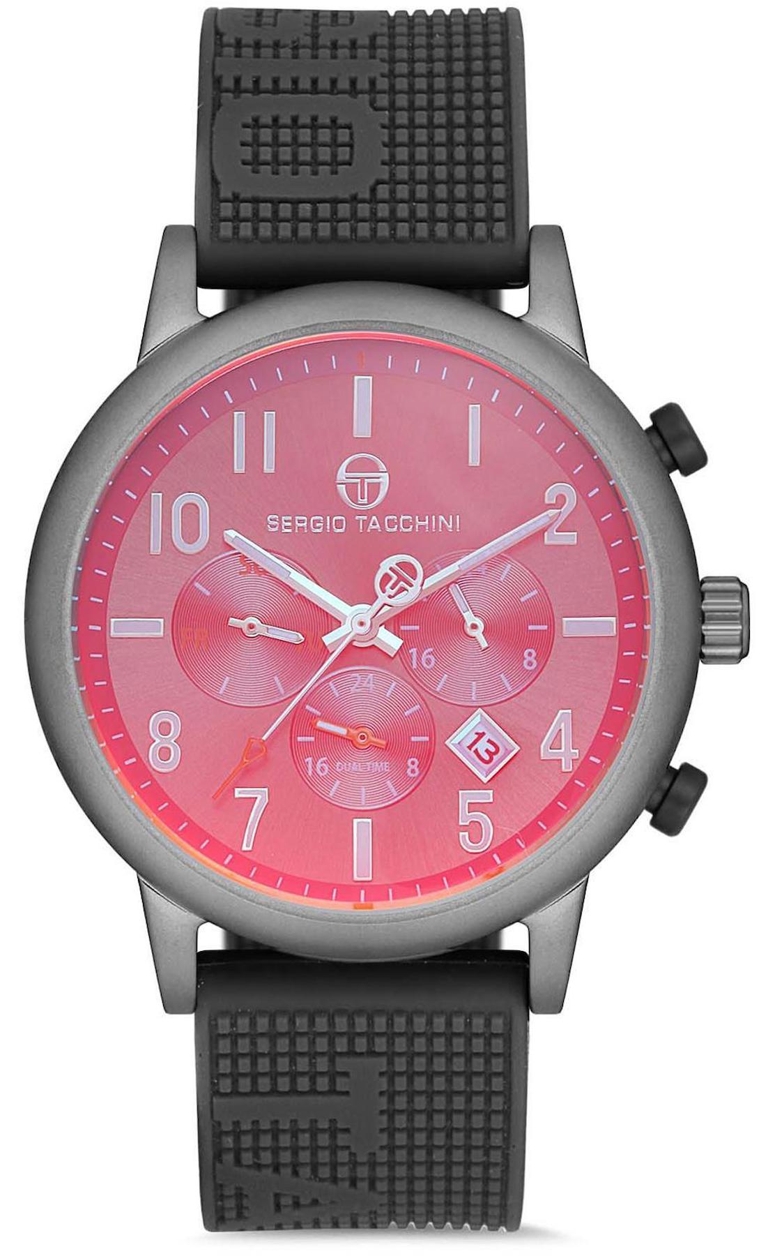 Sergio Tacchini ST.1.10105.5 Takvimli 45 mm Siyah Silikon Kordon Analog Erkek Kol Saati
