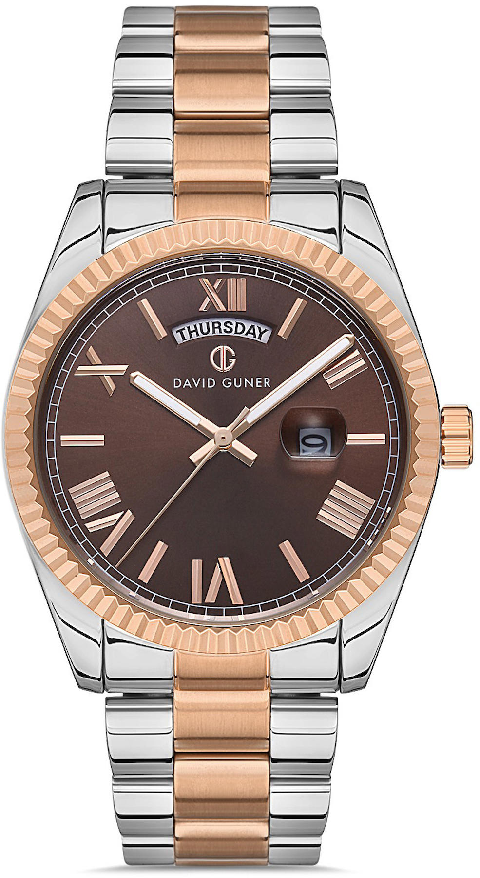 David Guner DG-8329GA2-E6 Takvimli 42 mm Metal Kordon Analog Kol Saati