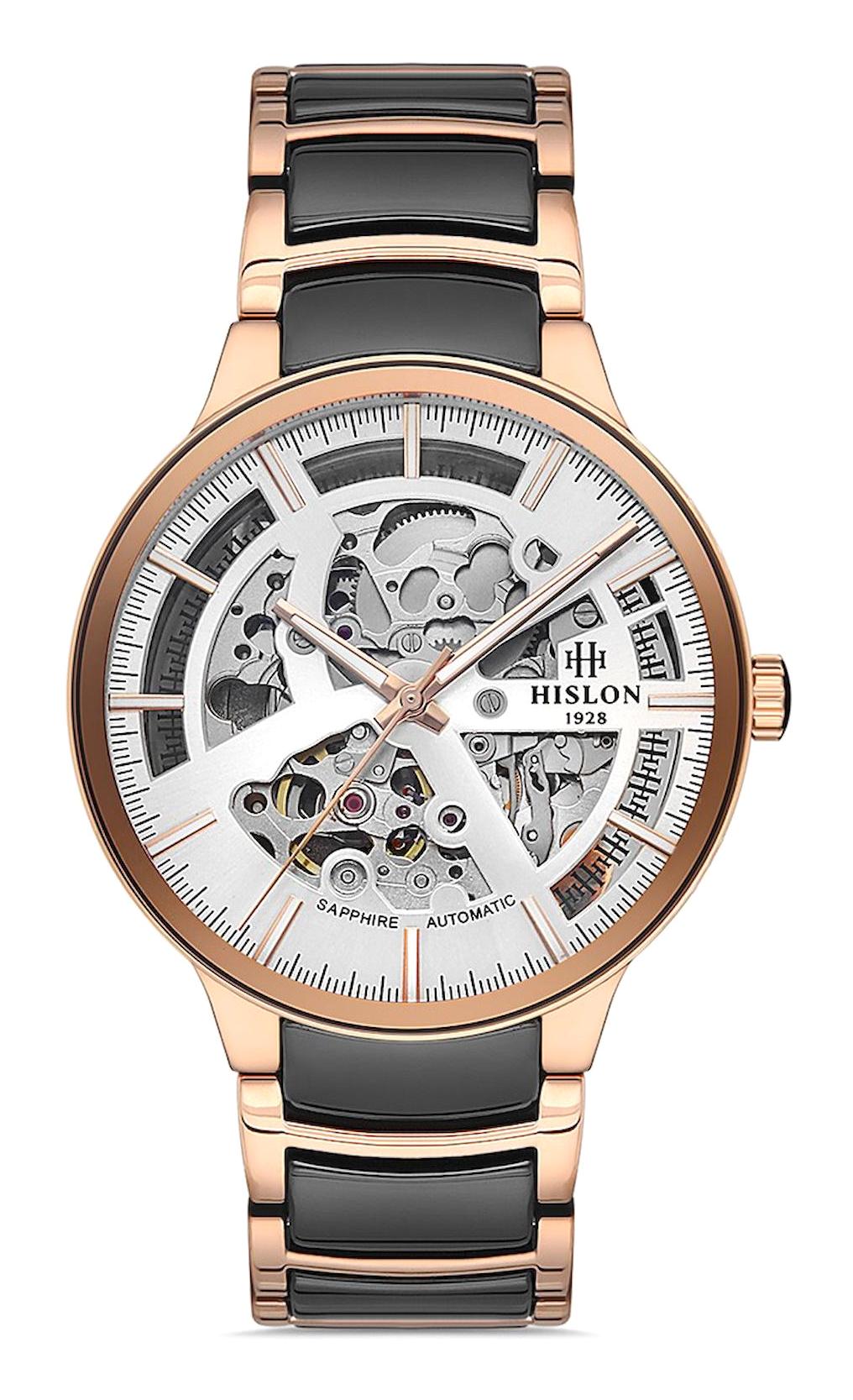Hislon SD110R-16SR Rose Gold-Siyah Çelik Kordon Analog Erkek Kol Saati