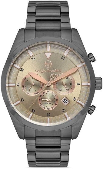 Sergio Tacchini ST.1.10213.2 Takvimli 43 mm Füme Çelik Kordon Analog Erkek Kol Saati