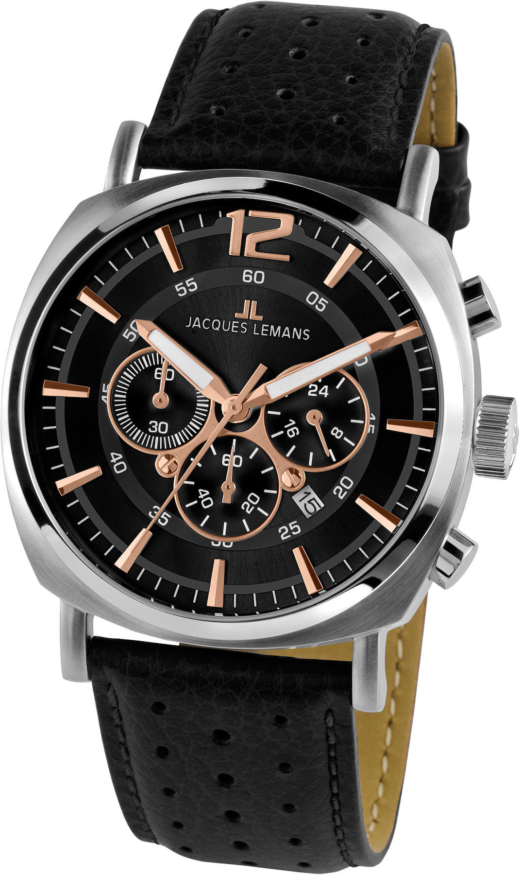 Jacques Lemans LUGANO 1-1645J Pusulalı Takvimli Siyah Çelik Kordon Analog Erkek Kol Saati