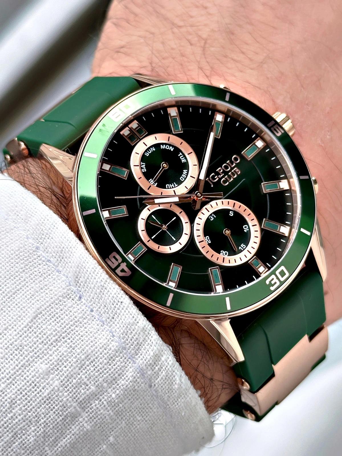 Jg. Polo Club JPC12232452503 Takvimli Yeşil Silikon Kordon Analog Erkek Kol Saati