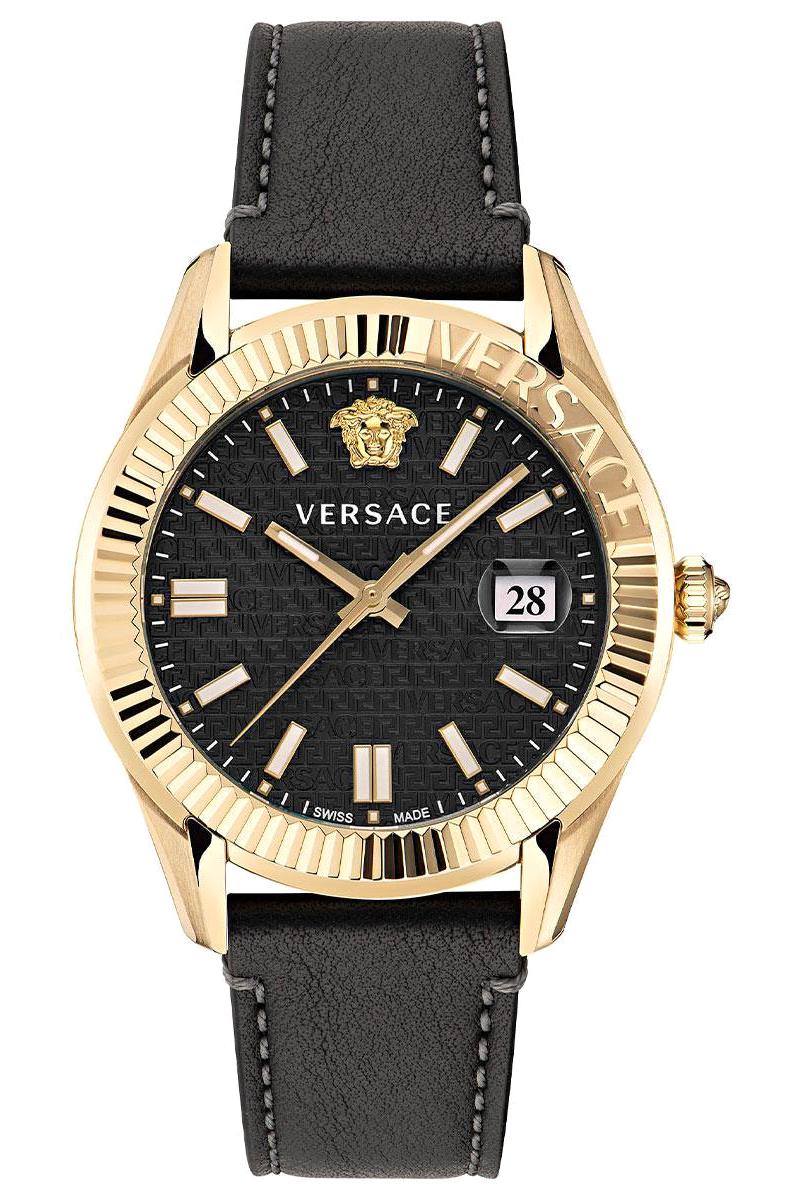 Versace VRSCVE3K00222 Takvimli 41 mm Siyah Deri Kordon Analog Erkek Kol Saati