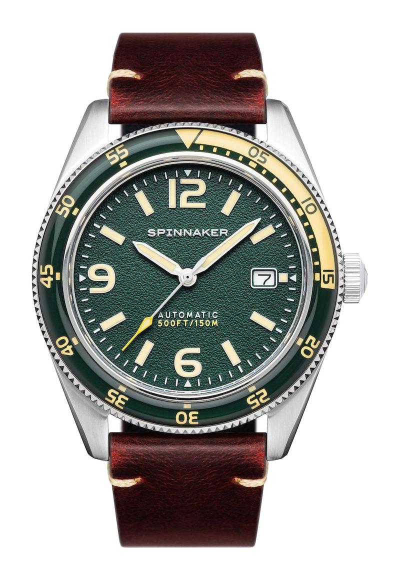 Spinnaker SP-5055-0C Takvimli 44 mm Bordo Deri Kordon Analog Erkek Kol Saati